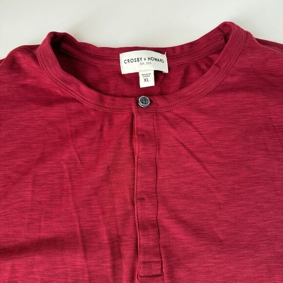 Crosby & Howard Men’s Henley Shirt Long Sleeve Red XL - Picture 9 of 9